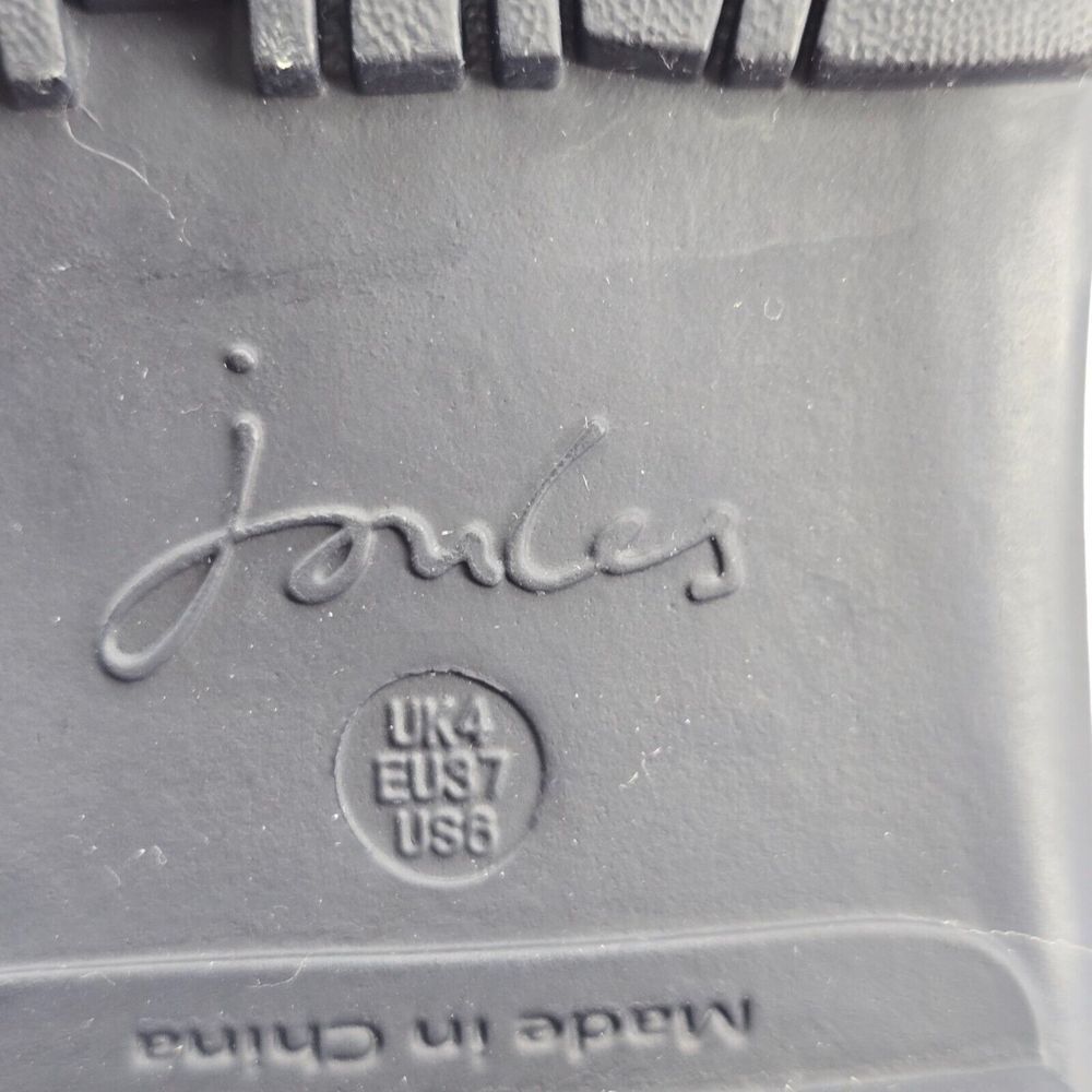New Joules Rain Boots Mid Calf Molly Welly Navy Stripes Flowers Size US: 6 UK: 4 - Picture 11 of 15